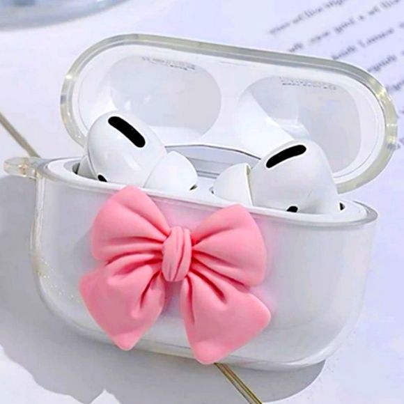 AirPod Pro case with Bow Pro Bow, Airpods Cover, Airpod Pro Case, Airpod Cases, Airpod Pro, Iphone Charger, Skull Fashion, Floral Iphone, White Iphone