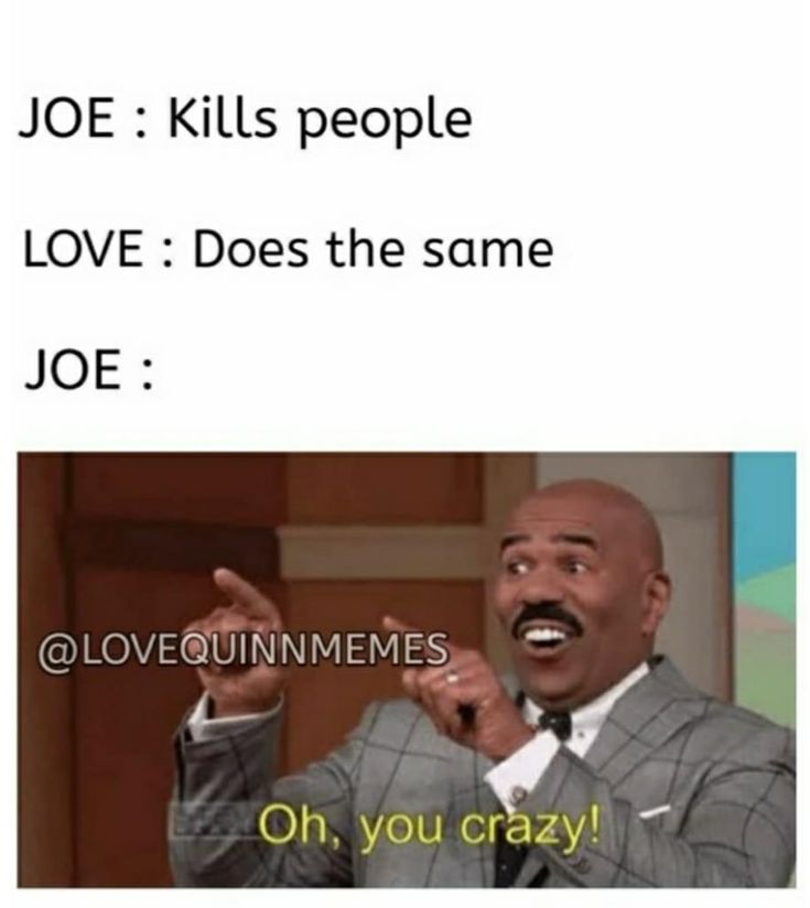 a man in a suit and tie holding his hand up to the side with text that reads jof kills people love does the same joe