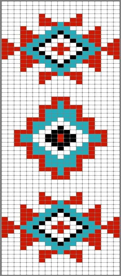 a cross stitch pattern in red, white and blue