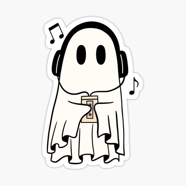 a cartoon character with headphones on and music notes in his ears sticker is shown