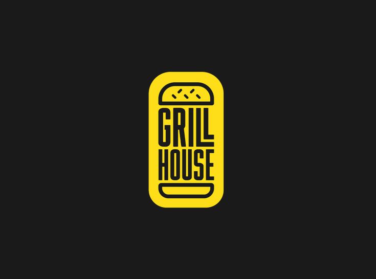 a black and yellow logo with the words grill house on it's front side