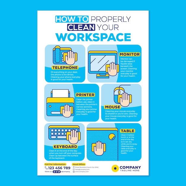 a poster on how to properly clean your workspace