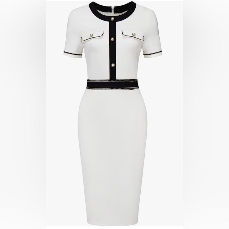 Nice Dress Stretch Work Casual White Midi Dress For Work, White Short Sleeve Midi Dress For Work, White Midi Length Dress For Work, Classic White Mini Dress For Office, White Bodycon Dress With Short Sleeves, White Short Sleeve Bodycon Dress For Day Out, Classic White Midi Dress For Office, White Short Sleeve Mini Dress For Office, White Fitted Mini Dress For Work