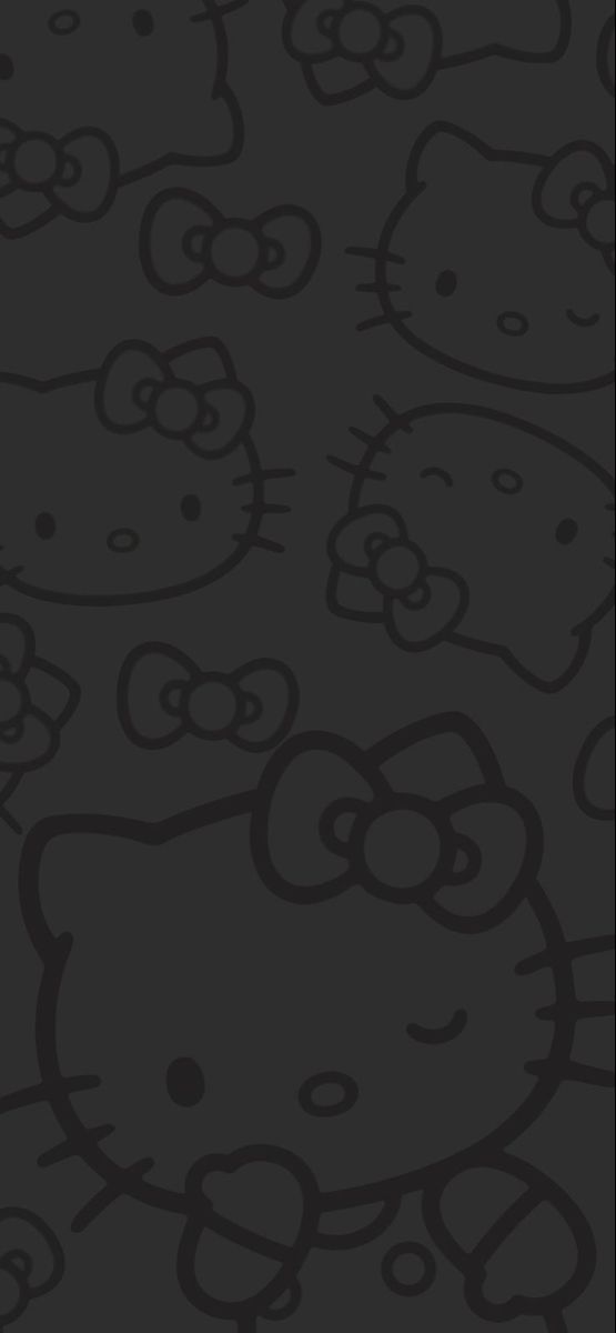 the hello kitty wallpaper is black and has many different designs on it, including one with