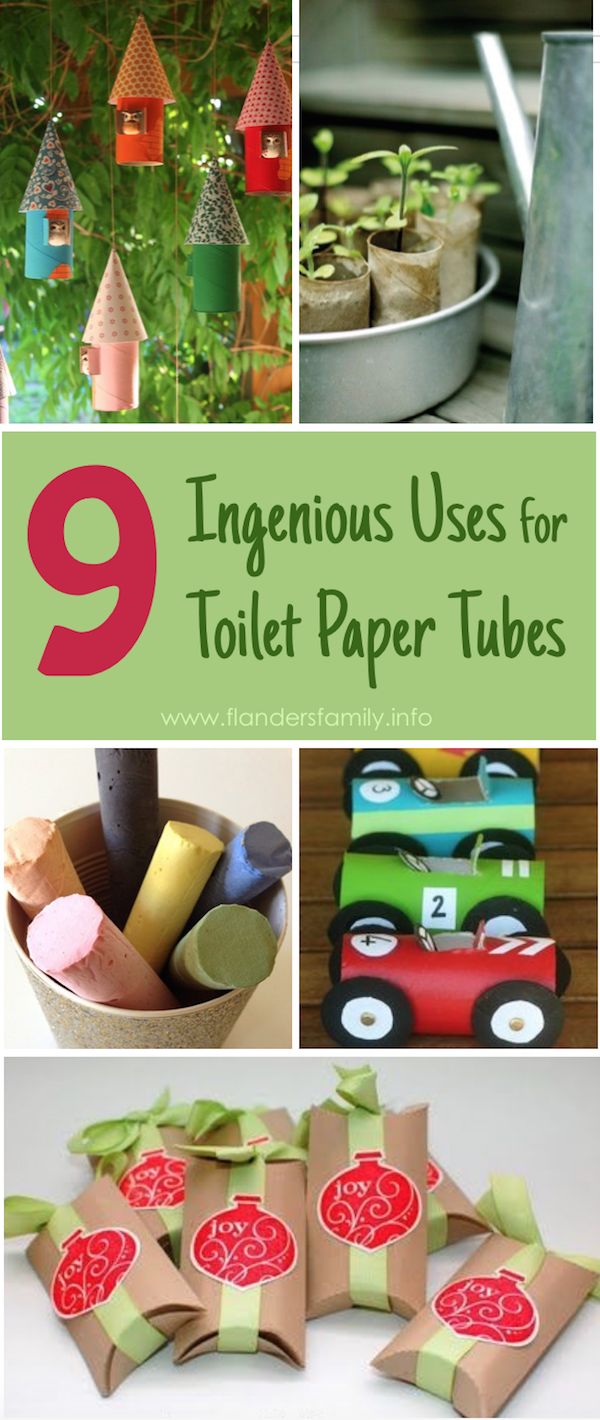 there are many different types of toilet paper tubes in this collage with the words, 9 ingenious uses for toilet paper tubes