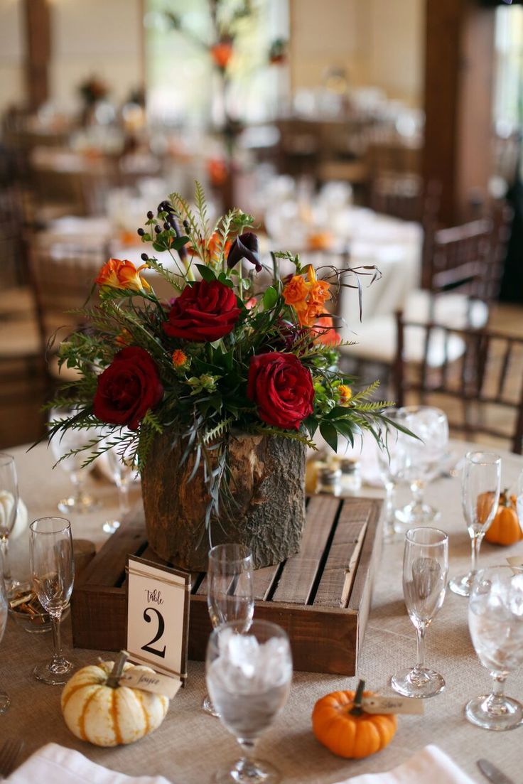 the table is set with wine glasses and flowers