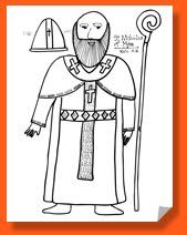 a drawing of a priest with a staff