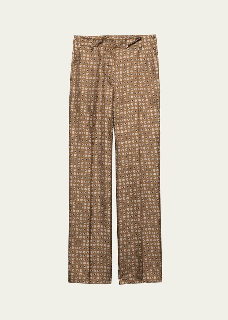 Prada Paisley Wide Leg Silk Twill Pants - Bergdorf Goodman Prada Pants, Safety Pin Brooch, Tapered Trousers, 2024 Trends, Twill Pants, Silk Pants, Silk Twill, Straight Leg Trousers, Flat Espadrilles