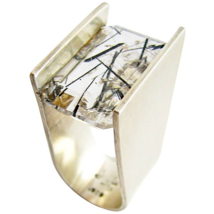 Heidi Abrahamson Rutilated Quartz Architectural Modern Sterling Silver Ring Silver Ring Designs, Rutilated Quartz Ring, Jewelry Advice, Modernist Jewelry, Quartz Ring, Contemporary Jewelry, Rutilated Quartz, Modern Jewelry, Yellow Gold Rings