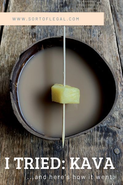 a piece of food on a stick with the words i tried kava and here's how it went