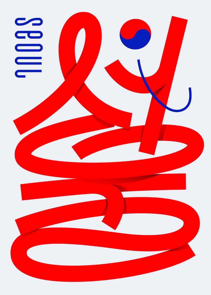 a red and blue poster with the number nine in it's center, surrounded by lines