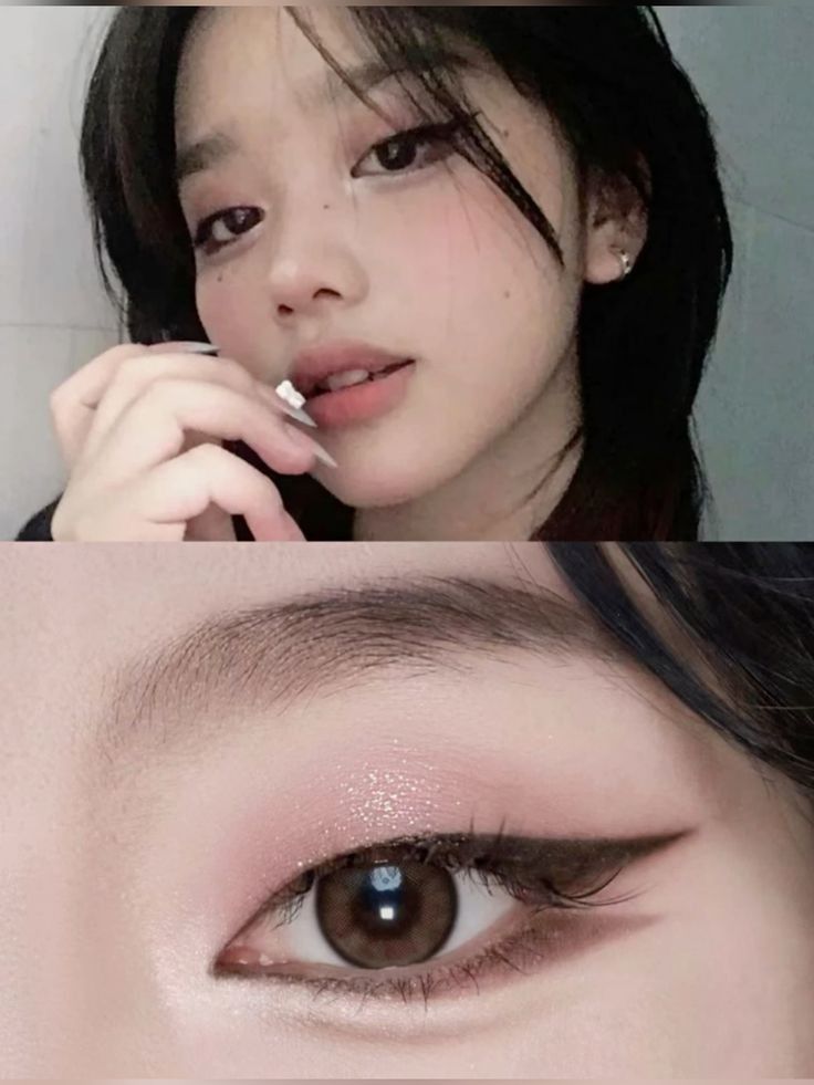 Monolid Doe Eyes, Makeup Looks Monolid Eyes, Asian Makeup Monolid Eye Tutorial, One Eyelid Makeup, Makeup For Asian Eyes Hooded Eyelids, Monolids Eye Makeup, Black Soft Makeup, Monolid Eyes Aesthetic, Monolid Makeup Tutorial