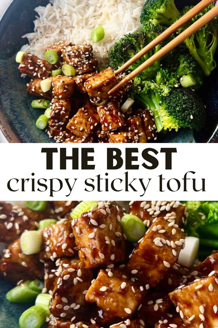 the best crispy sticky tofu with sesame seeds and broccoli