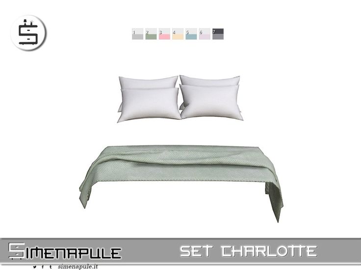 the bed is made up with two pillows and one throw pillow, along with three matching shampoos