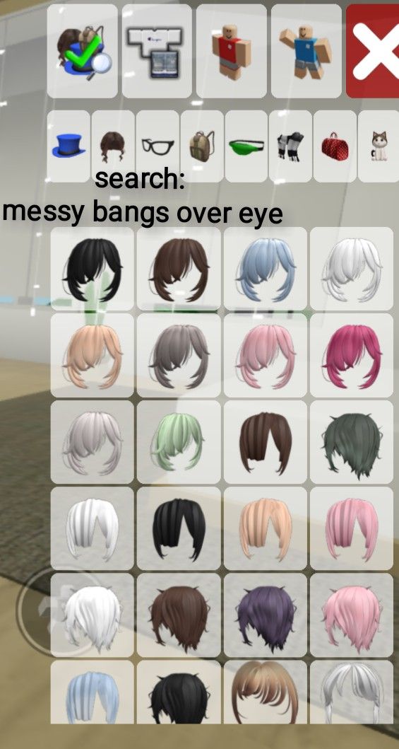 the screenshot shows different types of hair