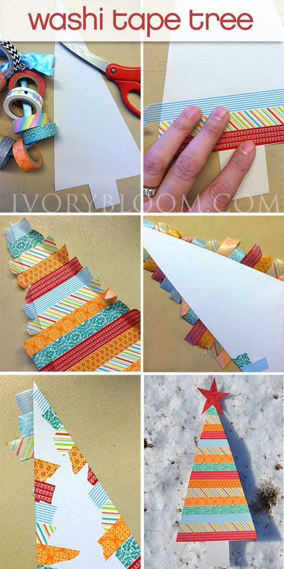 the steps to make a washi tape christmas tree