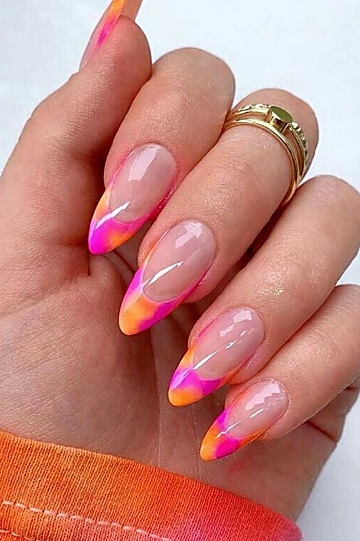 Pink Gel Nails Designs, Pink Tip Nails, Nail Design Glitter, Kutek Disney, Unghie Sfumate, Pink Gel Nails, Tie Dye Nails, Grunge Nails, Minimal Nails