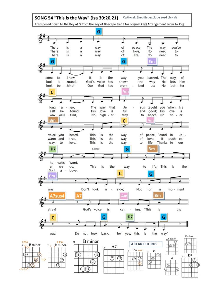 sheet music with notes and chords for the song one that is in the way video