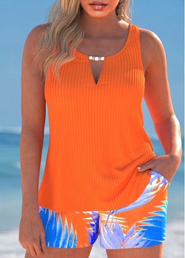 Color:Orange;Size:S;Size:M;Size:L;Size:XL;Size:XXL;Bra Style:Padded;Support:Wire Free;Pad Style:Removable;Strap Style:Unadjustable;Package Contents:1 X Top , 1 X Shorts;Occasion:Sport; Casual Orange Sleeveless Swimwear, Fitted Orange Beach Top, Fitted Orange Tops For Beach Season, Stretch Orange Tops For Beach, Orange Tops For Beach Vacation, Orange Tops For Beach Season Vacation, Orange Tops For Vacation Beach Season, Where To Buy Swimsuits, Pink Tankini