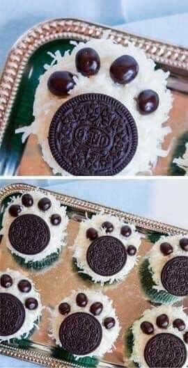 an oreo cookie on top of cupcakes with chocolate chips in the middle