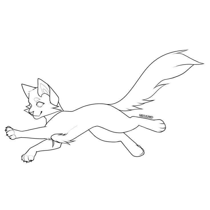 a drawing of a cat flying in the air with its tail extended and it's eyes closed