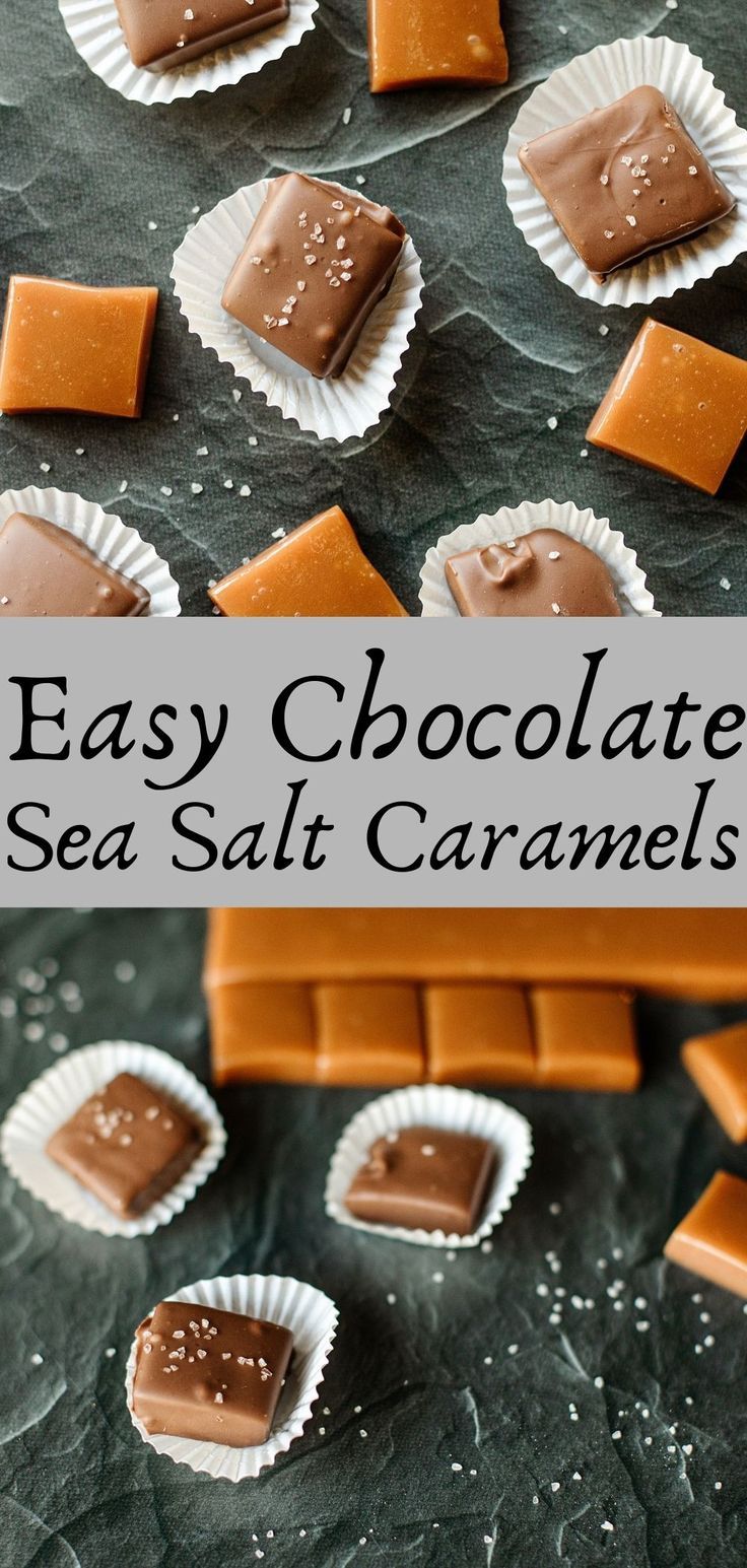 easy chocolate sea salt caramels on a table