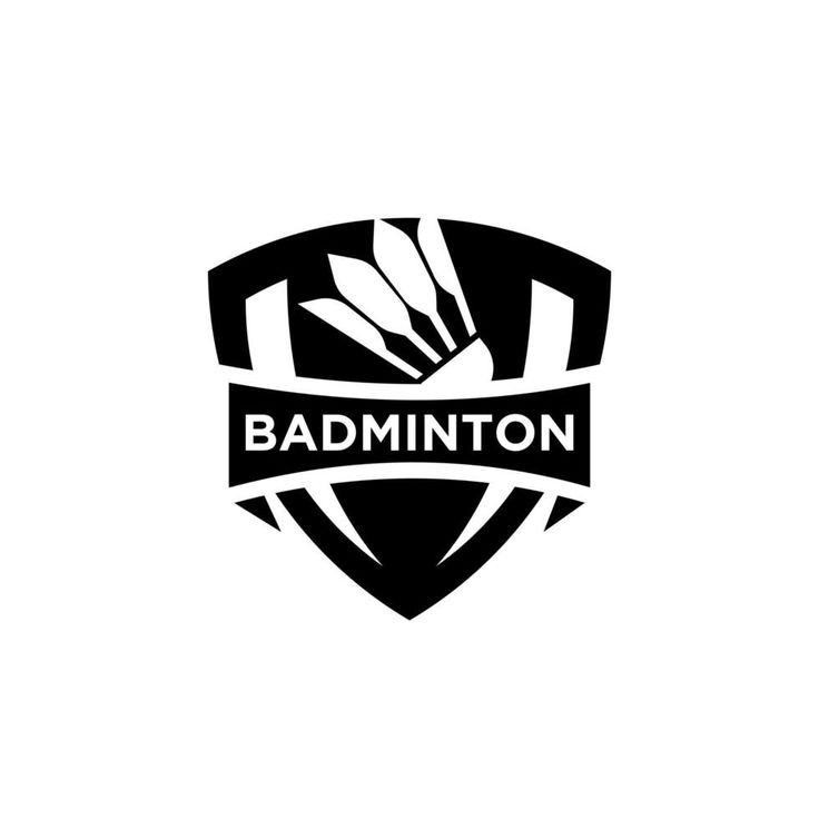 the badminton logo is black and white, with an arrow on it's side