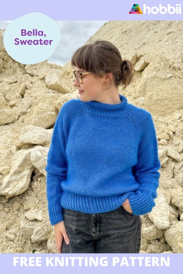 Get started on this DIY project on Bella - Sweater Knitting
 Pattern. SIZE XS (S, M, L, XL, 2XL) MEASUREMENTS Length: 50 (52, 54, 56, 59, 60) cm/ 19.7 (20.5, 21.3, 22.1, 23.2, 23.6) inches Chest circumference: 100 (105, 114, 120, 128, 134) cm/ 39.4 (41.3, 44.9, 47.2, 47.2, 50.4, 52.8) inches PATTERN INFORMATION Basic, oversized raglan-sweater featuring a high collar. The sweater is worked top-down using 2 strands of Kid Silk and 1 strand of Friends Extra Fine Merino held together. The ribbed edg Twisted Rib Stitch, Jumper Knitting Pattern, Raglan Sweater, Raglan Pullover, Sweater Knitting Patterns, Free Knitting Pattern, Creative Hobbies, Craft Patterns, Sweater Pattern