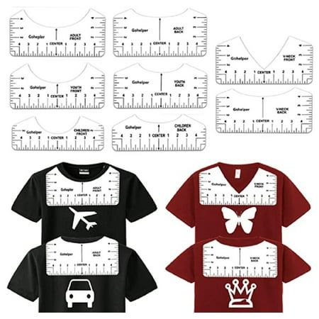 six t - shirts with rulers and cars on them