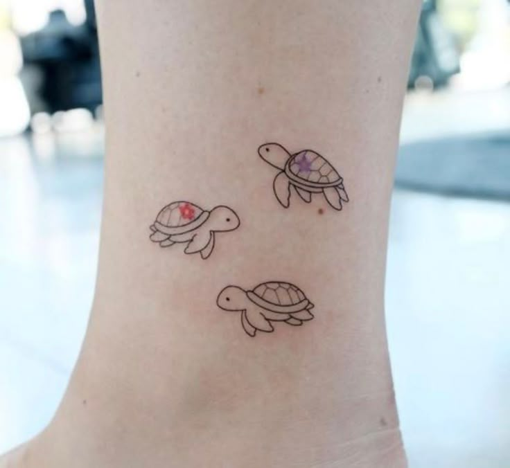 small turtle tattoos on the ankle