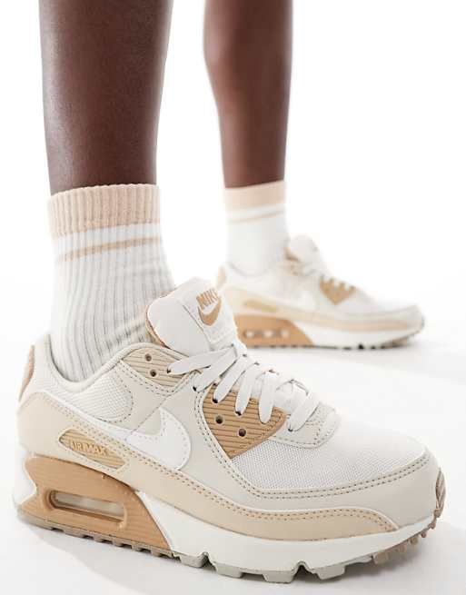 Nike Air Max 90 sneakers in beige  | ASOS Beige Air Max Cushioned Lace-up Sneakers, Sporty Cream High-top Sneakers With Contrast Sole, Beige Nike Sneakers With Rubber Sole, Beige Air Max Cushioned Sneakers For Streetwear, Beige Air Max Sneakers For Streetwear, Beige Low-top Sneakers With Translucent Outsole, Urban High-top Cream Sneakers, Urban Cream High-top Sneakers, Cream Urban High-top Sneakers