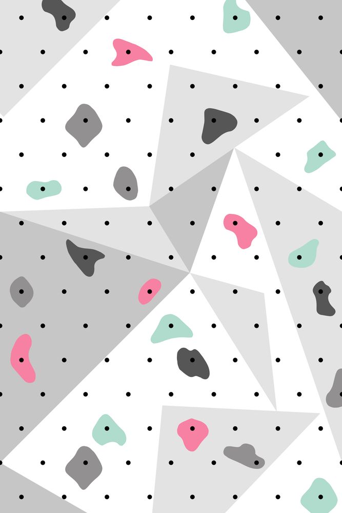 an abstract pattern with different colors and shapes on it's surface, including dots