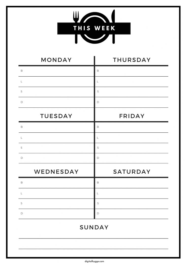 Black-and-White Weekly Menu Planner (Printable PDF) - Digital Hygge notionlifeplanner. plannerlovers #weeklyplanner #tabletplanner #freeprintablemenuplanner😫 Weekly Menu Printable Free, Weekly Meal Planner Printable Free, Planner Setup Ideas, Weekly Menu Printable, Menu Planning Printable, Dinner Planning Weekly, Menu Planner Printable, Weekly Meal Plan Template, Weekly Menu Template