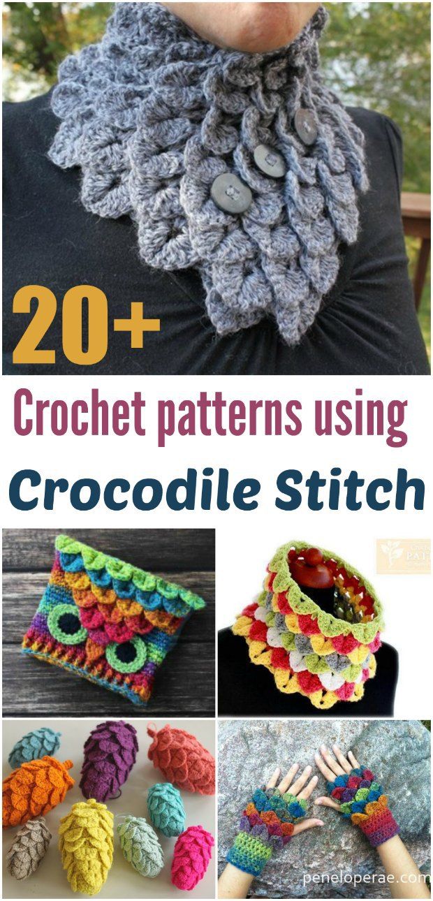 crochet patterns using crocodile stitchs are featured in the book 20 + crochet patterns using crocodile stitchs