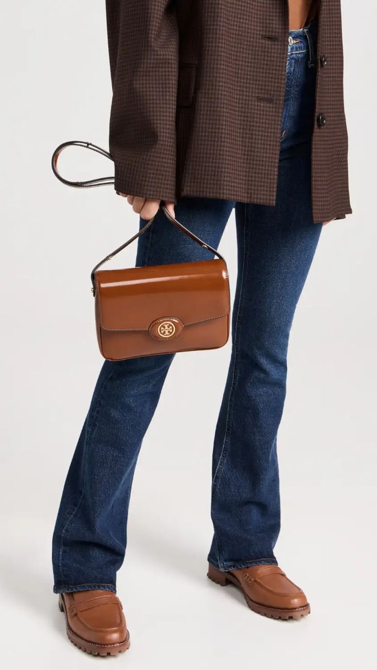 Tory Burch Robinson Spazzolato Convertible Shoulder Bag | Shopbop Classic Double Flap Bag, Timeless Double Flap Shoulder Bag, Cognac Rectangular Bag With Turn-lock Closure, Designer Shoulder Bag With Gold-tone Hardware For Fall, Designer Everyday Double Flap Bag, Designer Double Flap Everyday Bag, Top Handle Saddle Bag With Branded Hardware For Travel, Designer Satchel Flap Bag With Detachable Strap, Retro Saddle Shoulder Bag With Detachable Strap