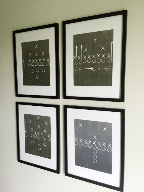 three black and white pictures hanging on the wall next to each other with arrows drawn on them