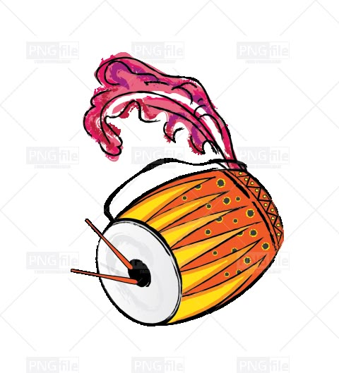 a drawing of an orange drum with pink hair