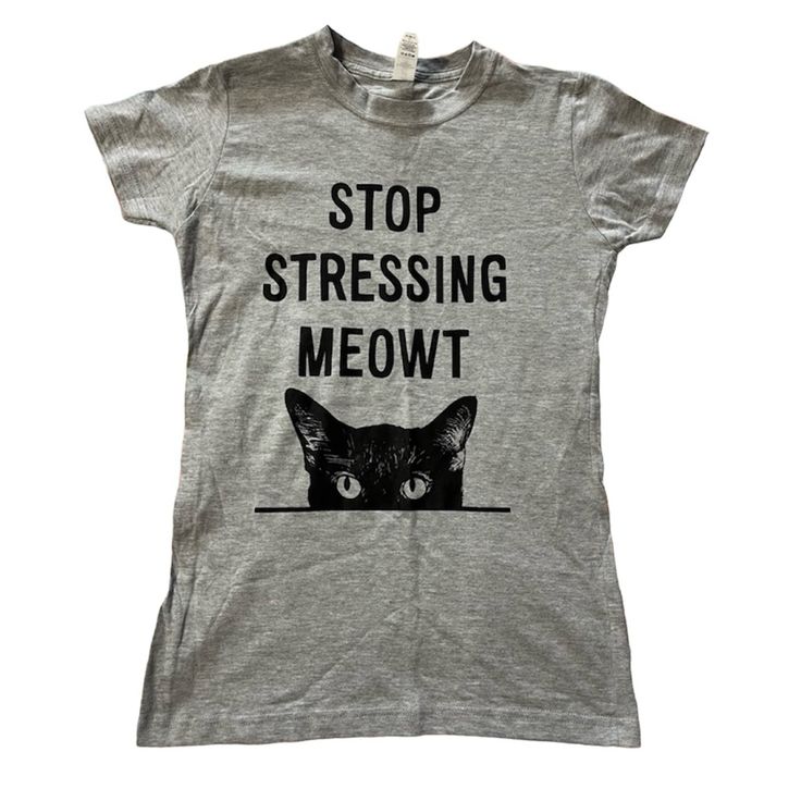 Nwot. Tultex Brand. Fitted Cat Graphic T-Shirt, “Stop Stressing Meowt.” Pet Friendly Home. Discounts On Bundles Of 2 Or More Items! Casual Fitted T-shirt With Cat Design, Fitted Gray T-shirt With Letter Print, Fitted Gray Text Print T-shirt, Fitted Gray T-shirt With Text Print, Fitted Casual T-shirt With Cat Design, Fitted Cat Print Graphic Tee T-shirt, Fitted Cat Print Graphic Tee, Black Relaxed Fit Tops With Cat Design, Black Relaxed Fit T-shirt With Cat Print