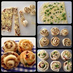 several different types of food are shown in this collage, including breads and rolls