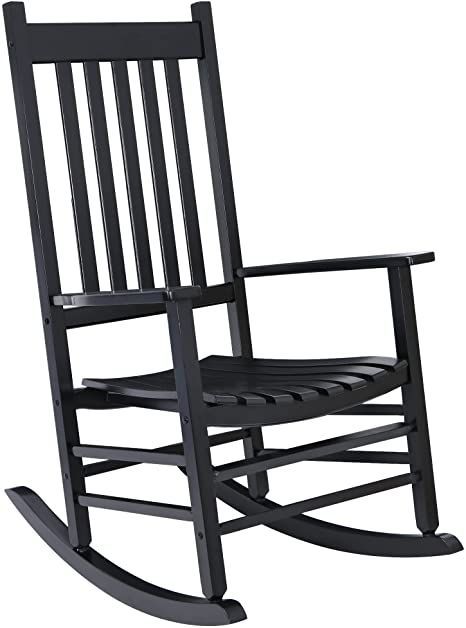 a black rocking chair on a white background