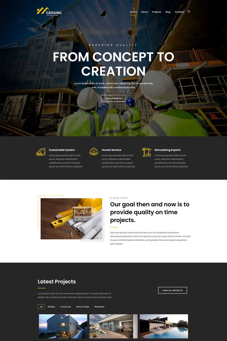 the website design for construction company