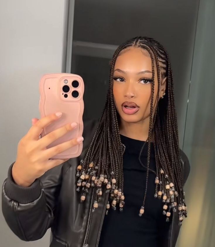 Braids Cornrows For Black Women, Natural Black Braided Hairstyles, Fulani Braids Round Face, Braids For Square Face Shape, Large Braid Hairstyles, Fulani Braids Ideas, Fulani Braids No Edges, Braids With Straight Hair In The Back, Braids Sew In