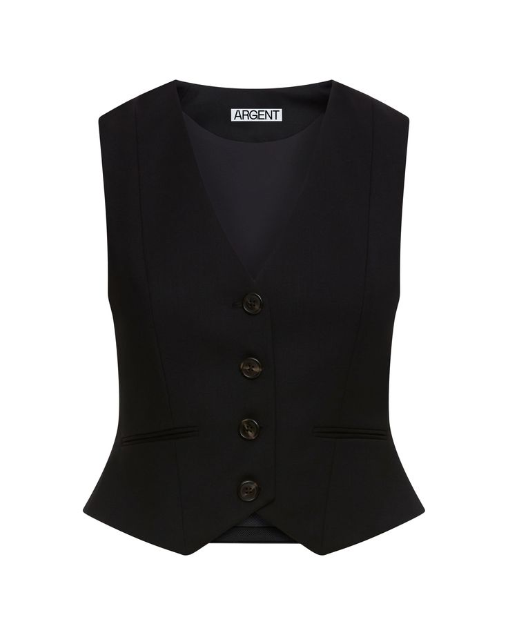 Elevate your workwear with a classic waistcoat. Designed to be worn as its own top or styled atop a blouse, our wool waistcoat reimagines traditional suiting for the modern working woman. The slim silhouette features functional pockets at the front, center-front button closures, and a stationary back belt. Women's Vests, Wool Waistcoat, Waist Coat, Belted Blazer, Yes It Is, School Style, Working Woman, Double Breasted Blazer, School Fashion