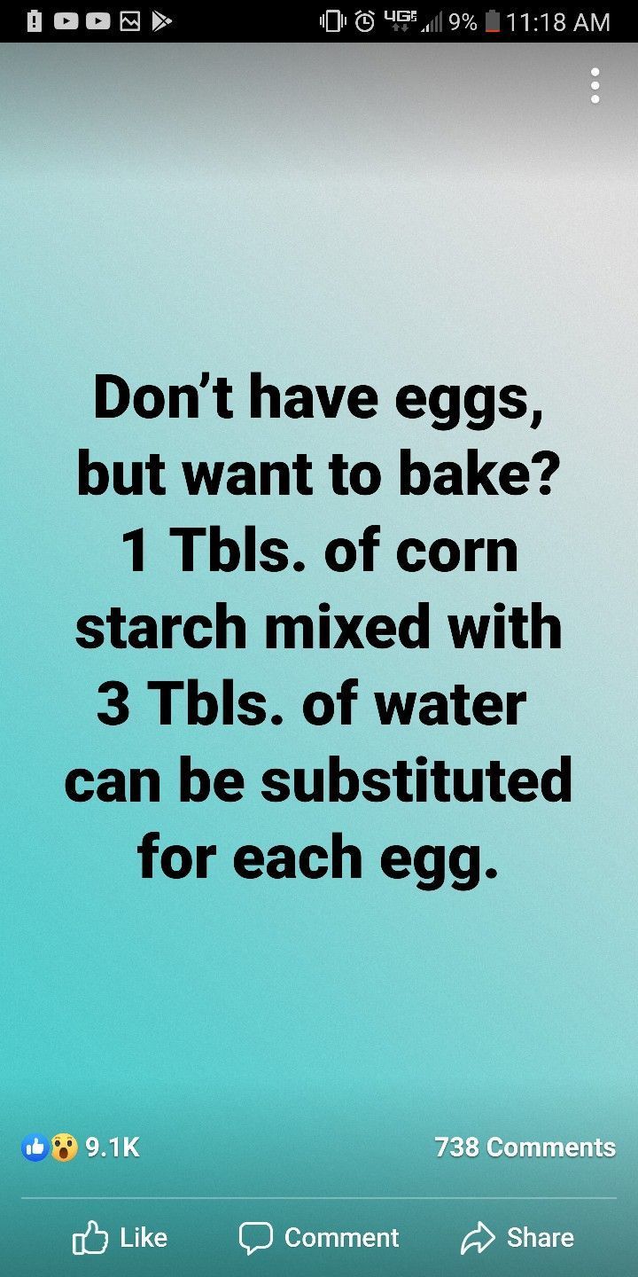 an iphone screen with the text don't have eggs, but want to bake?