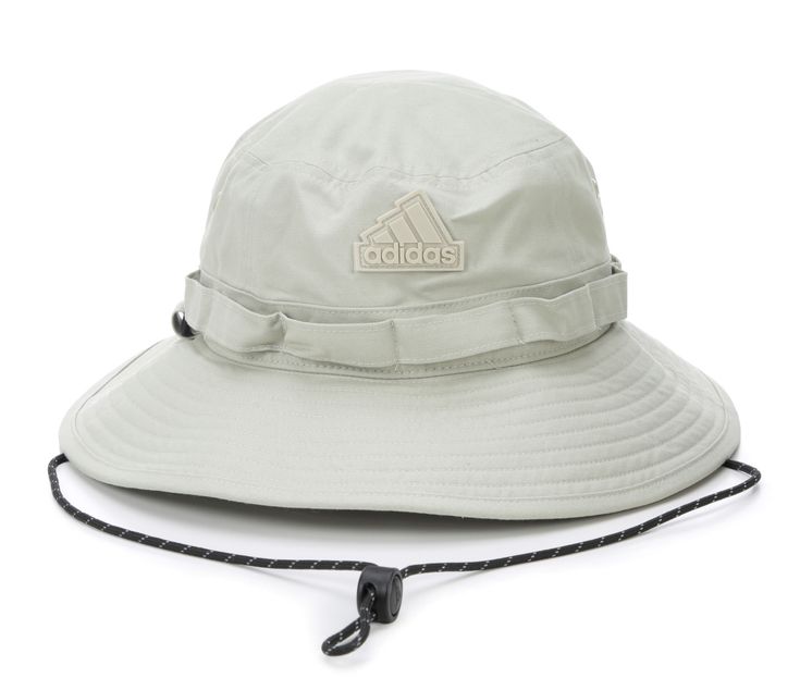 Look good and feel good all at once when you wear this Adidas boonie hat. A simple, clean design elevates your everyday look. Cotton feels extra comfortable. Adjust the chin strap for the perfect fit. A silicone Badge of Sport logo adds texture and depth. Moisture-wicking sweatband, Adjustable drawstring, Boonie bucket silhouette, Enamel eyelets | Adidas Men's Parkview Boonie in Putty Grey Adidas Adjustable Casual Bucket Hat, Adidas Casual Adjustable Bucket Hat, Casual Durable Bucket Hat, Boonie Hat, Sport Logo, Sports Logo, Clean Design, Adidas Men, Everyday Look