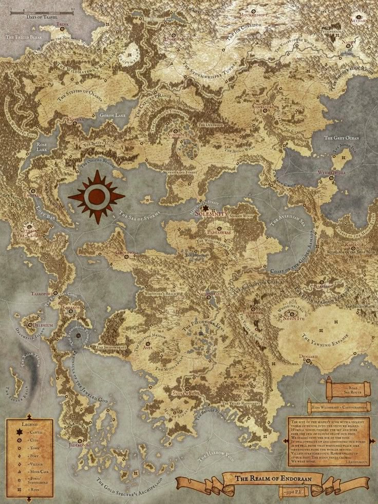 an old map that looks like it has been made to look like a fantasy world