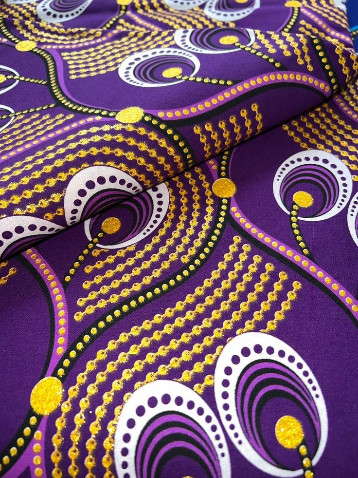 Purple Floral Fabric by the Yard, Metallic Gold Accent Geometric Cotton Quilting, Bridal Prom Birthday Dressmaking, Home Decor Upholstery by Naijam on Etsy Purple African Dress, Ankara Fabric African Textiles, Purple Fabrics, Patchwork Upholstery, Purple Floral Fabric, Cultural Patterns, Afro Futurism, Hair Bonnets, Diy Upholstery