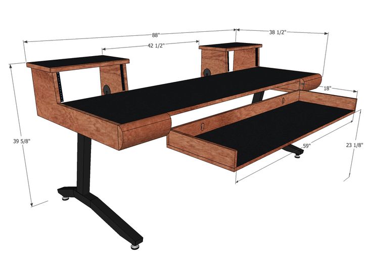 a drawing of a desk with two drawers