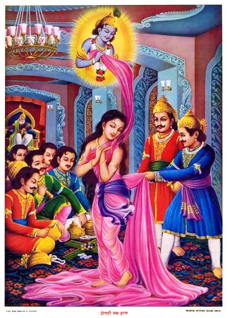 Lord Krishna Saves Draupadi | Hindu Old Print Krishna Hindu, India Painting, Mughal Paintings, Lord Rama, Little Krishna, Krishna Statue, Radha Krishna Wallpaper, Hinduism Art, Shiva Shakti