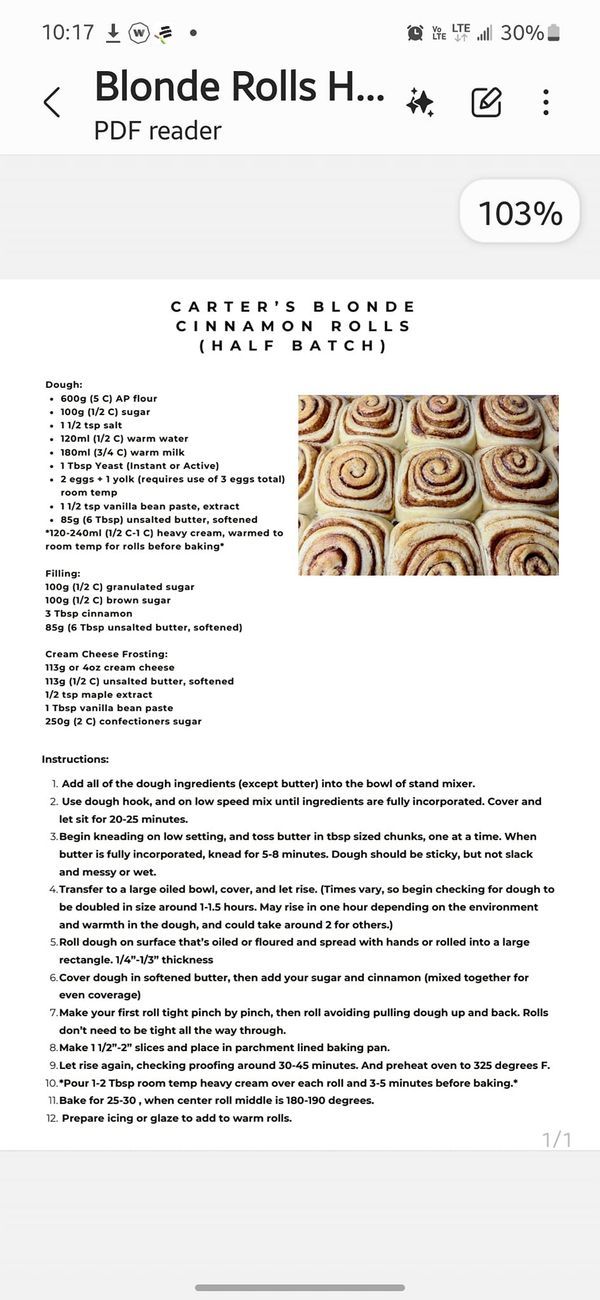 the recipe for cinnamon rolls is displayed on an iphone